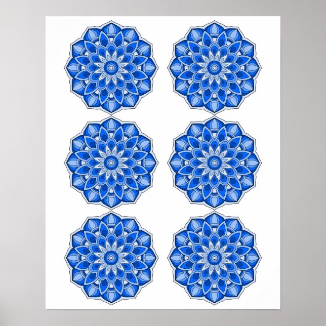 Póster Mandala en azul (Frente)