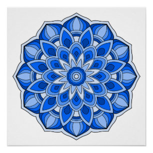 Póster Mandala en azul