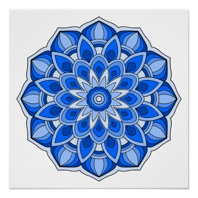 Póster Mandala en azul (Anverso)