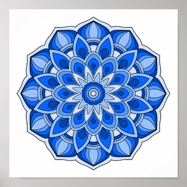 Póster Mandala en azul (Frente)