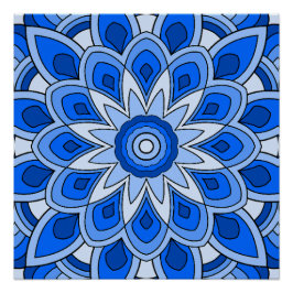 Póster Mandala en azul