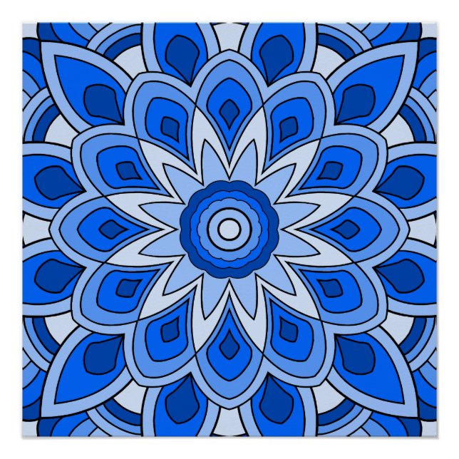 Póster Mandala en azul (Anverso)