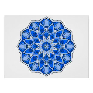 Póster Mandala en azul