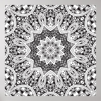 Póster Mandala en blanco y negro