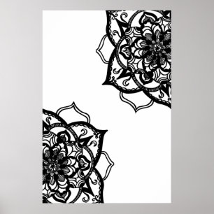 Póster Mandala en blanco y negro