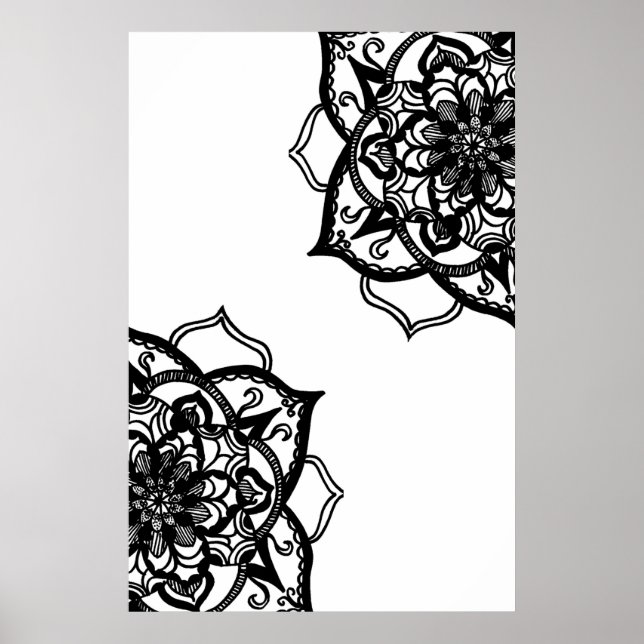 Póster Mandala en blanco y negro (Frente)