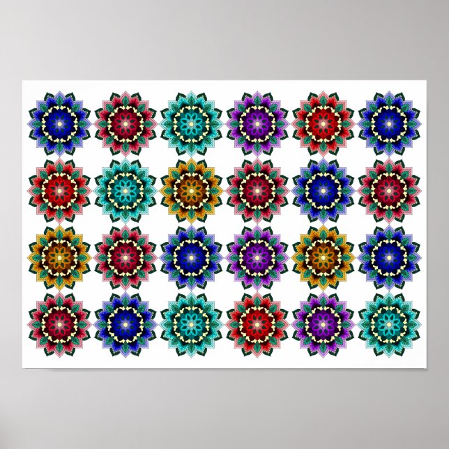Póster Mandala en varios colores (Frente)