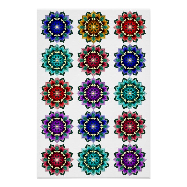 Póster Mandala en varios colores (Anverso)