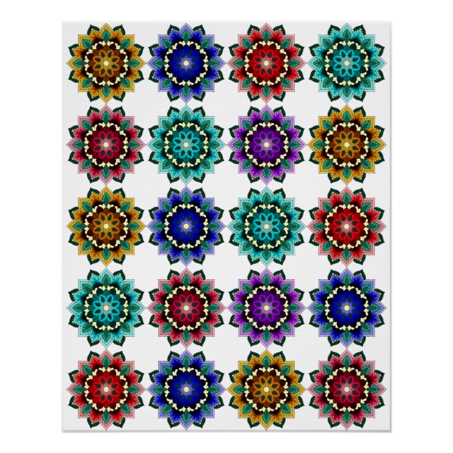 Póster Mandala en varios colores (Anverso)