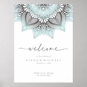 Póster Mandala Encaje Boda Bienvenida Lt. Azul ID968 
