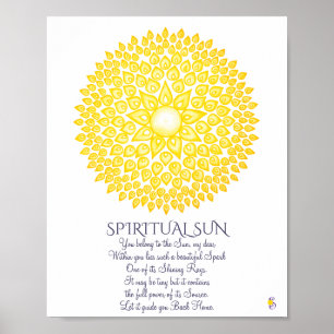 Póster Mandala espiritual amarilla colorida de Sun
