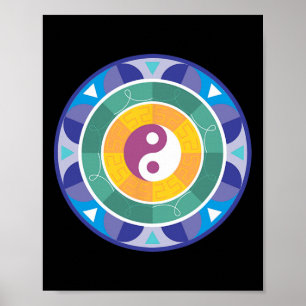 Póster Mandalá Espiritual Arcoíris Chino Yin Yang