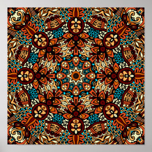 Póster Mandala festiva bohemia