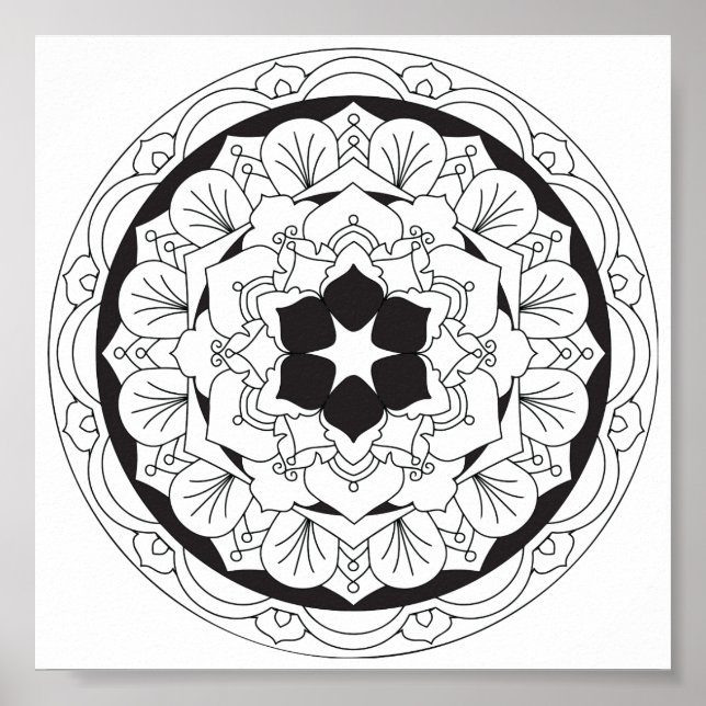 Póster Mandala floral color-tu-propia 060517_4 (Frente)