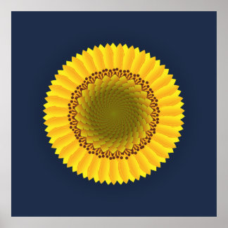 Póster Mandalá Floral de Girasol Vibrante en Lona