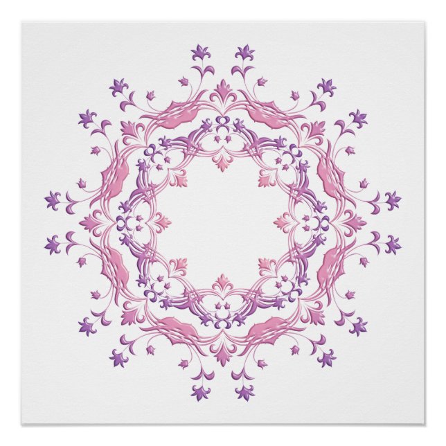 Póster Mandala floral étnica. (Anverso)