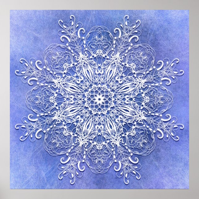 Póster Mandala floral étnica sobre fondo de grano. (Frente)