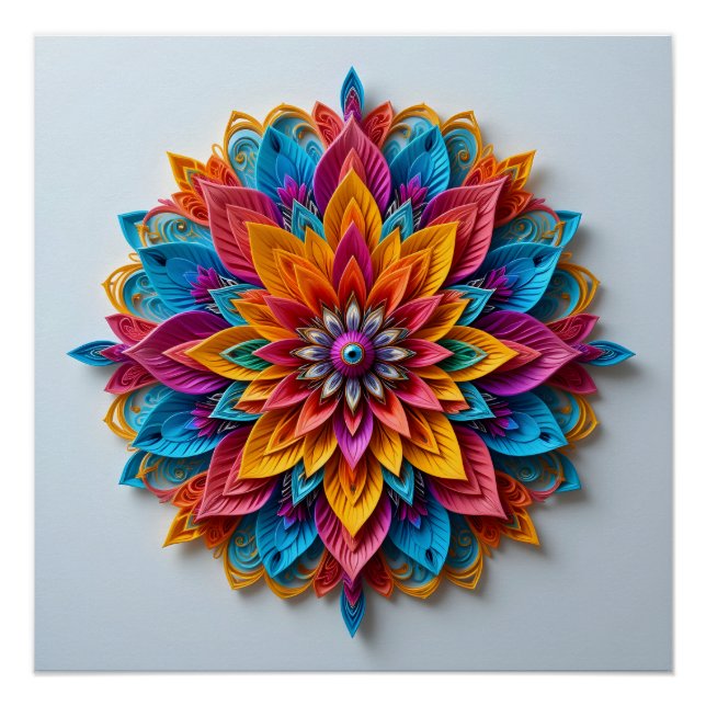 Póster Mandala floral futurista (Anverso)