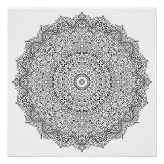 Póster Mandala floral geométrica Coloración para adultos