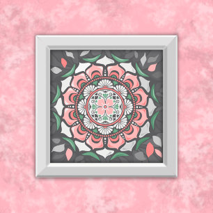 Póster Mandala floral rusa