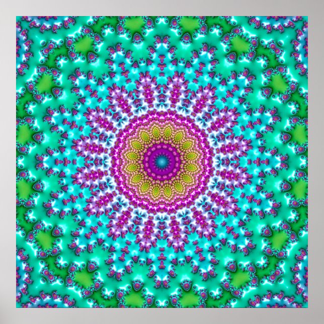 Póster Mandalá fractal 3 (Frente)