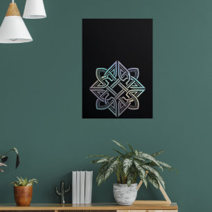 Póster Mandalá Geométrico Celta con Fondo Oscuro