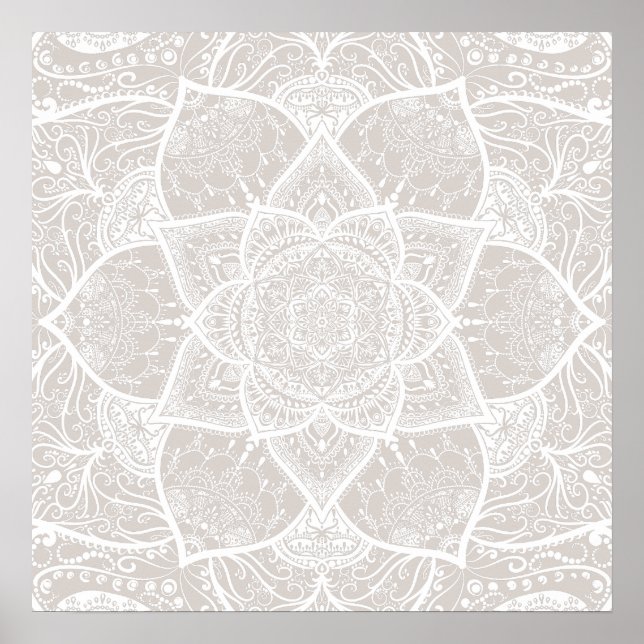 Póster Mandala gris y blanco - Loergans en Lynx (Frente)