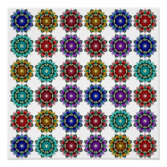 Póster Mandala in various colours (Anverso)