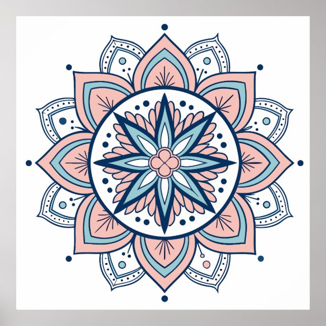 Póster Mandala Intricada Pastel Floral (Frente)