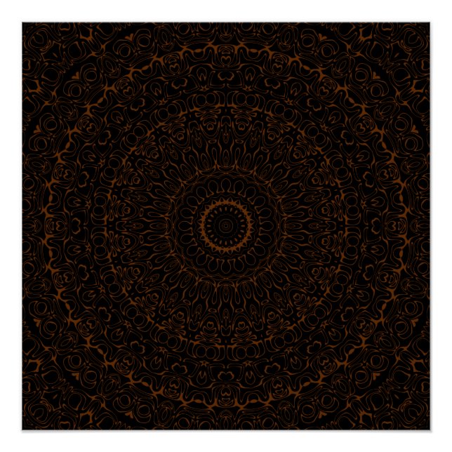 Póster Mándala Marrón Chocolate con Intrincada Simetría (Anverso)