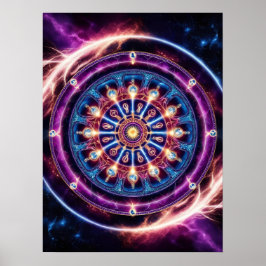 Póster Mandala mística del zodiaco cósmico - Muro vibrant