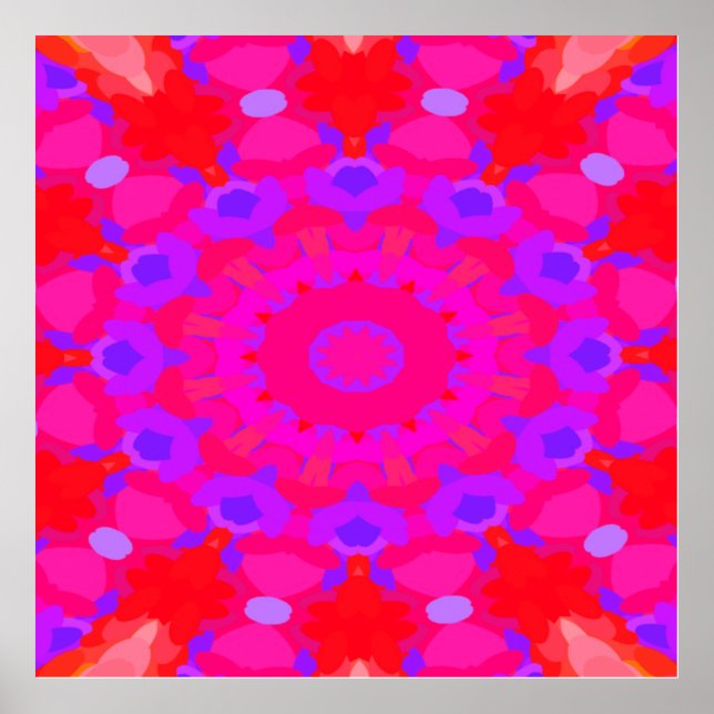 Póster Mandala morada, rosa y Naranja (Frente)