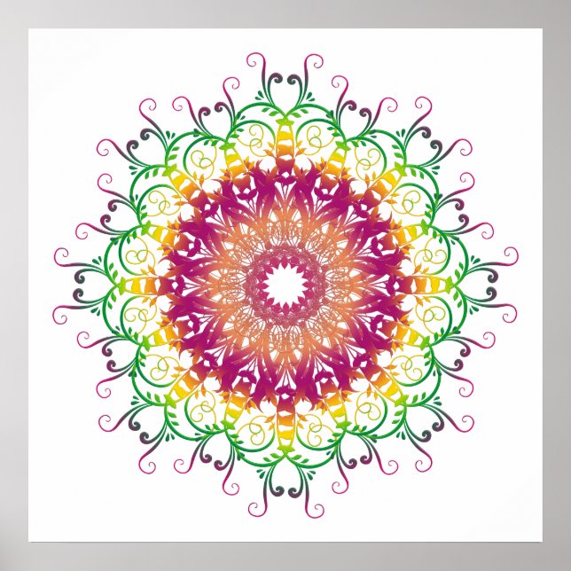 Póster mandala multicolor floral étnica. (Frente)
