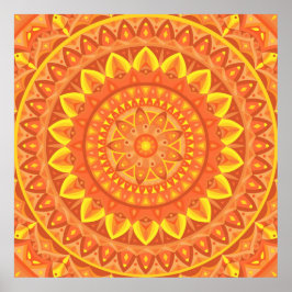 Póster Mandalá naranja creativo boho vibrante energético