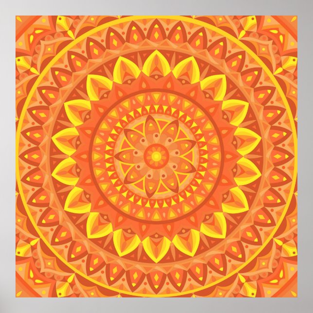 Póster Mandalá naranja creativo boho vibrante energético (Frente)