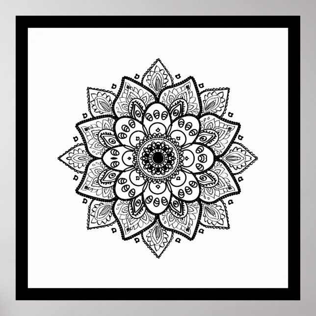 Póster Mandala negra en Poster blanco (Frente)