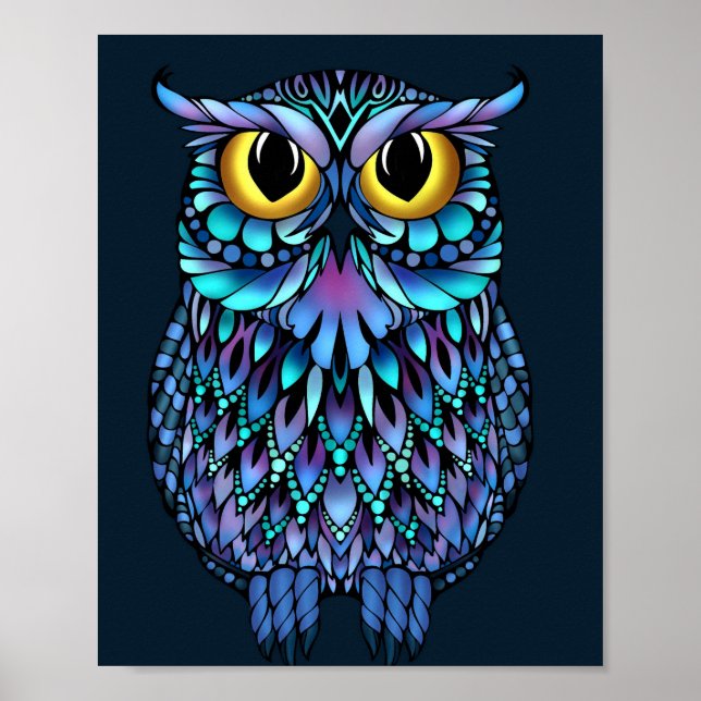 Póster Mandala Owl Wall Art Poster (Frente)