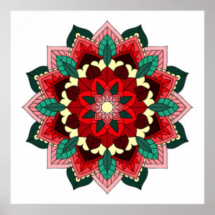 Póster Mandala Pattern 02 in red