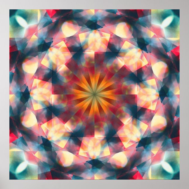 Póster Mandala psicodélica de Kaleidoscópico de Prisma (Frente)