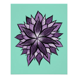 Póster Mandala púrpura, como tinta, flor abstracta