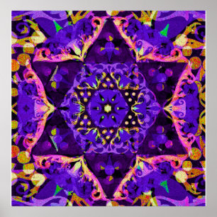Póster Mandala púrpura de la estrella