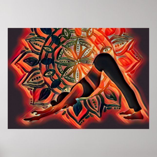 Póster Mandala Red, Black, Brown Yoga Meditation (Frente)