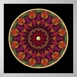 Póster Mandala Relieve metalizado presionado