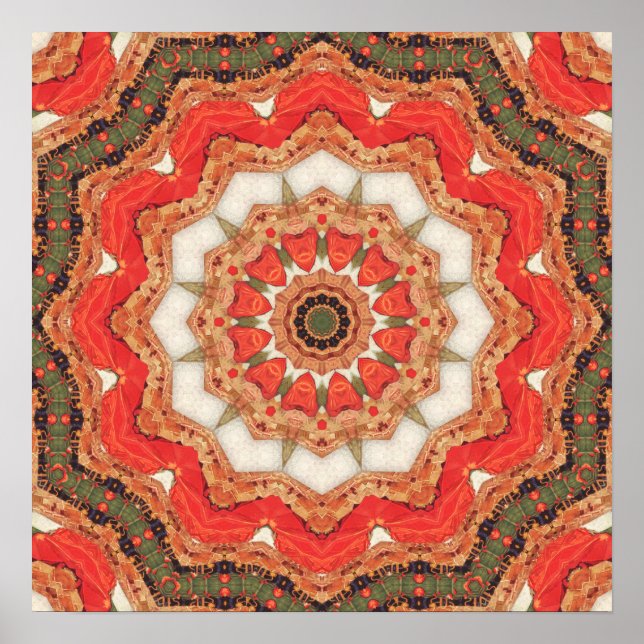Póster Mandala roja turca cuatro