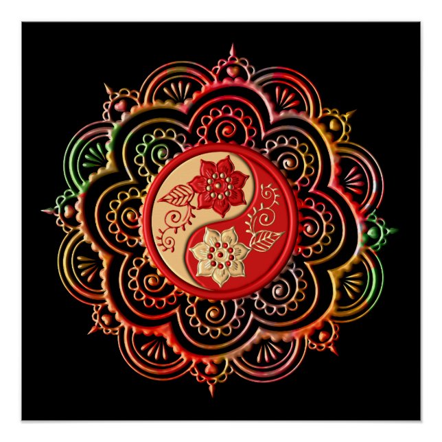 Póster Mandalá Rojo y Dorado (Anverso)