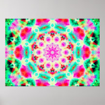 Mandala rosa brillante y verde