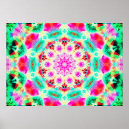 Póster Mandala rosa brillante y verde