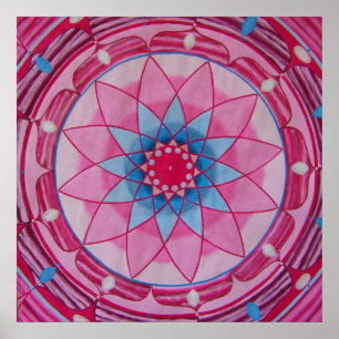 Póster Mandala rosada de la flor