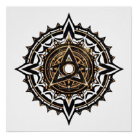 Mandala sagrada divina - Trishul de oro y negro