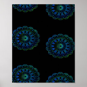 Póster Mandala verde azul